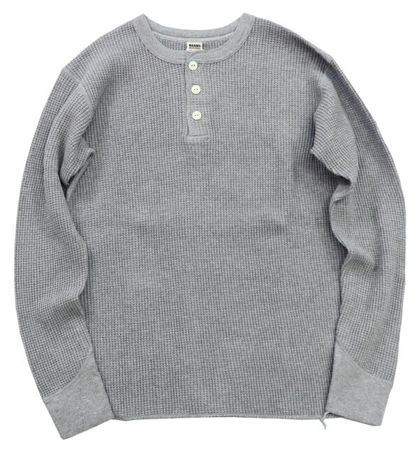 バーンズ BARNS 20/2 ヘビーサーマル 長袖 ヘンリーネック Tシャツ ワッフル BR-3081 【2024-25年秋冬新作】
