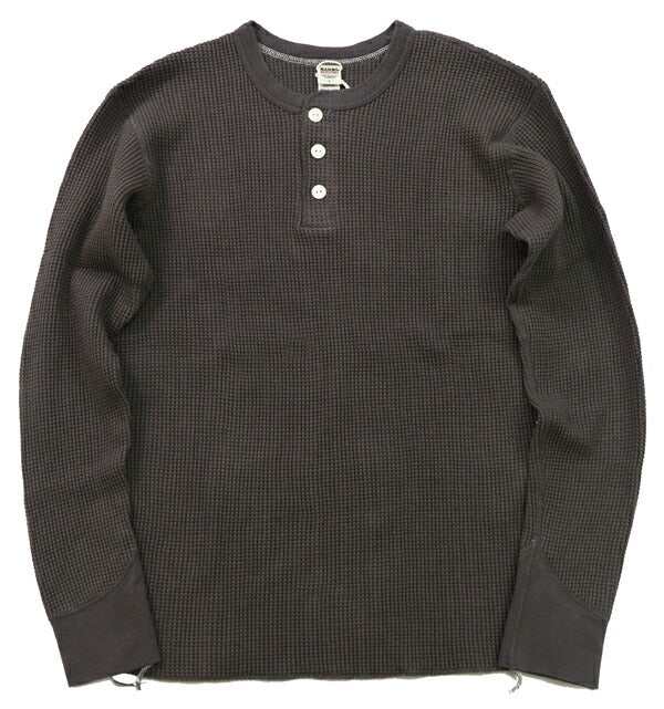 バーンズ BARNS 20/2 ヘビーサーマル 長袖 ヘンリーネック Tシャツ ワッフル BR-3081 【2024-25年秋冬新作】