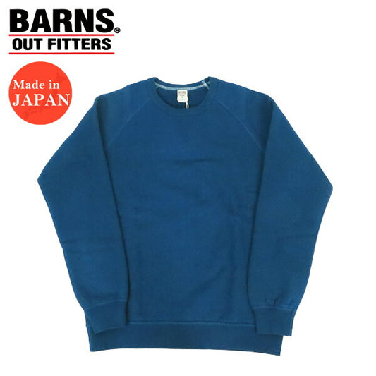 バーンズ BARNS フラットシーマー 吊り編み クルーネック スウェット トレーナー ダークブルー BR-4930LTD-25【2025年春夏新作】