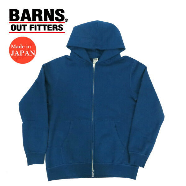 バーンズ BARNS フラットシーマー 吊り編み ジップアップ スウェット パーカー ダークブルー BR-4931LTD-25【2025年春夏新作】
