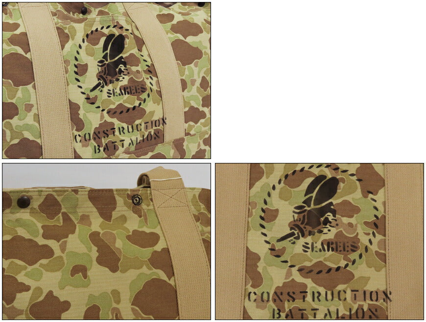 バズリクソンズ Buzz Rickson's ヘリンボーンツイル カモフラ柄 リバーシブル バッグ SEABEES STENCIL BR02832 【2024-25年秋冬新作】