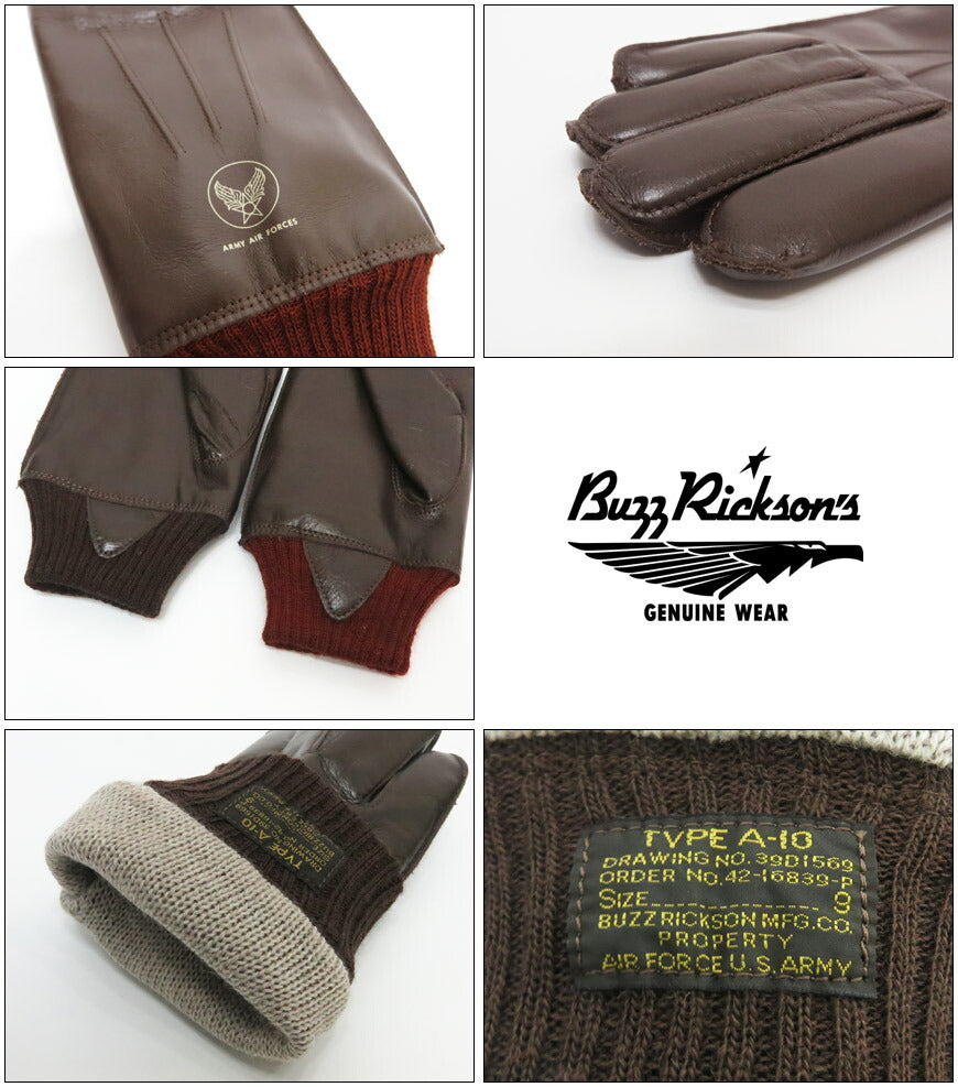 バズリクソンズ Buzz Rickson's Type A-10 グローブ 手袋 GLOVES-FLYING WINTER 馬革 ホースハイド BR02835【2025年秋冬新作】