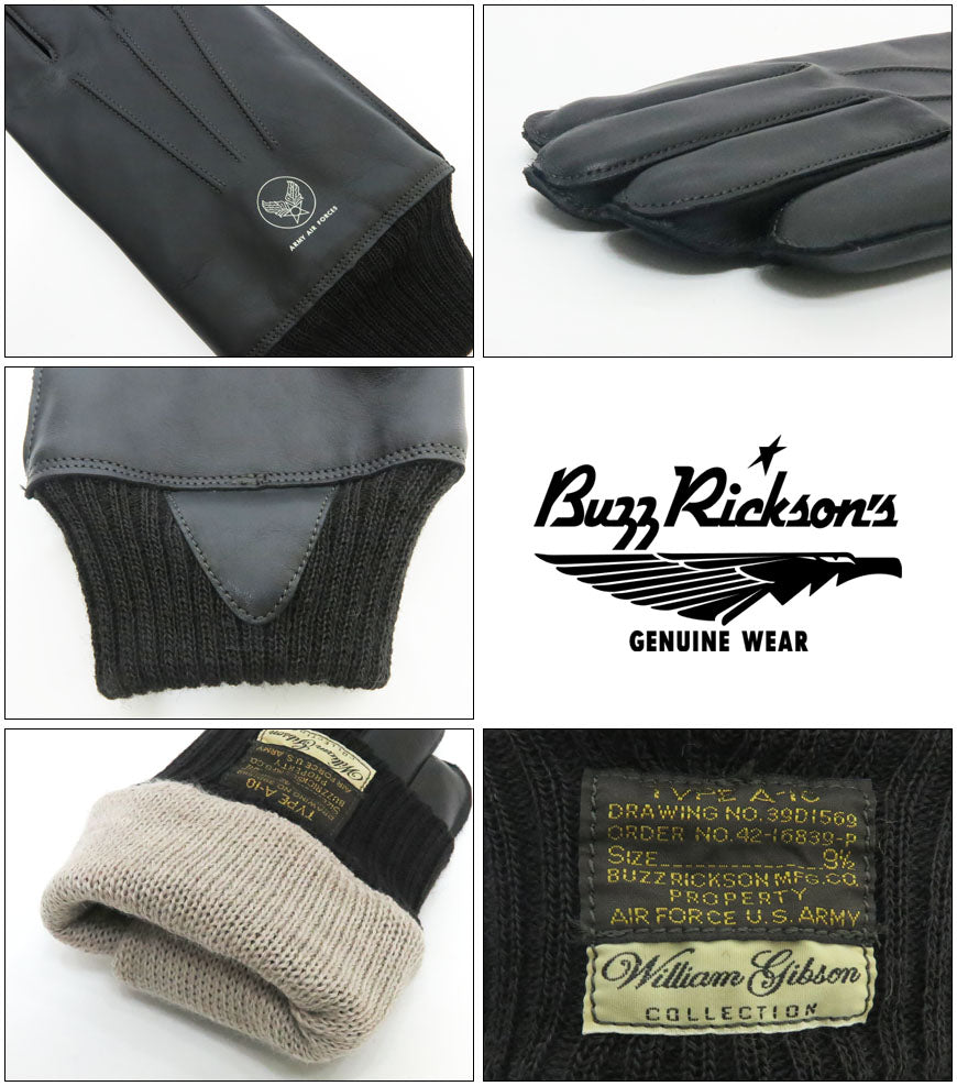 バズリクソンズ Buzz Rickson's ブラック A-10 グローブ 手袋 WILLIAM GIBSON COLLECTION ウィリアムギブソン 馬革 ホースハイド BR02873【2025年秋冬新作】