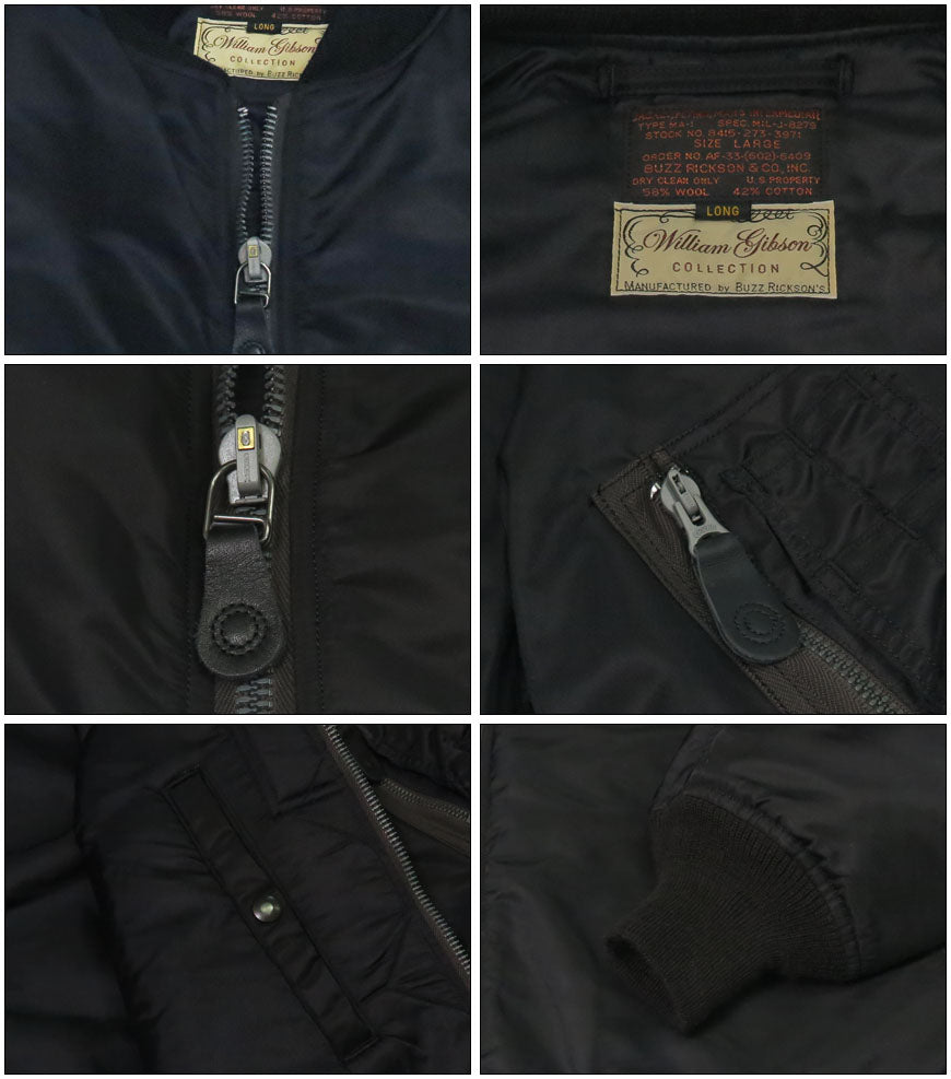 バズリクソンズ Buzz Rickson's フライトジャケット BLACK MA-1 ロング丈 1st Model Albert Turner アルバートターナー  William Gibson ウィリアムギブソン BR15772 【2025年秋冬新作】