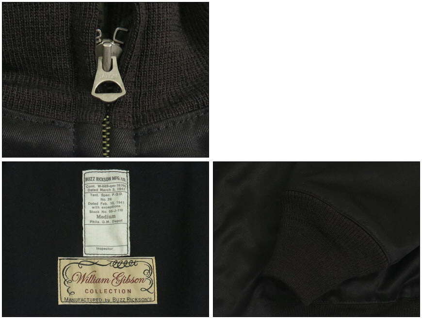 バズリクソンズ Buzz Rickson's ブラック タンカース スラッシュポケット William Gibson ウィリアムギブソン BR15775 【2025年秋冬新作】