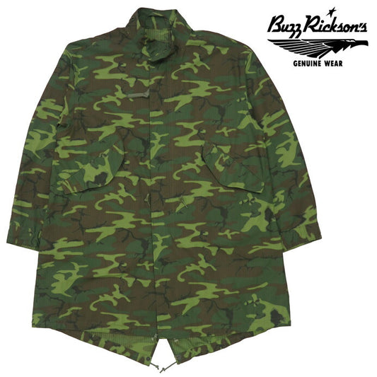 バズリクソンズ Buzz Rickson's カモフラ柄 M-65 フード無し仕様 シェルパーカー CAMOUFLAGE WATER REPELLENT CIVILIAN MODEL モッズコート BR15837 【2025年秋冬新作】