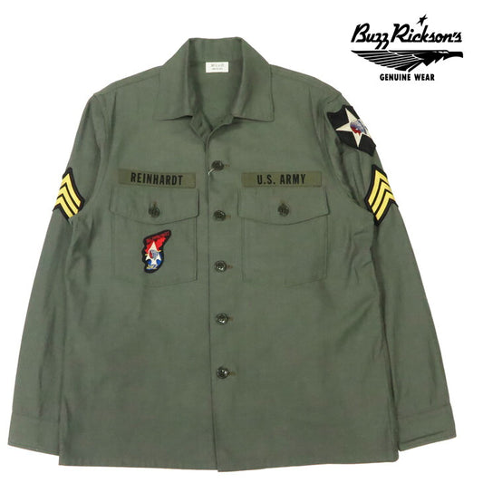 バズリクソンズ Buzz Rickson's OG-107 コットンサテン ミリタリー ユーティリティ シャツ 長袖 SHADE107 DEMILITARIZED ZONE ジョンレノン JOHN LENNON BR29586 【2025年秋冬新作】