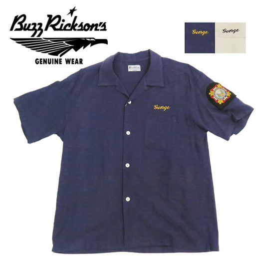 バズリクソンズ Buzz Rickson's 半袖 U.S. NAVY レーヨン/リネン 半袖 オープン シャツ チェーン刺繍 麻  br39510【2025年春夏新作】