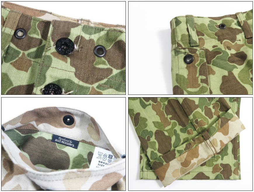 バズリクソンズ Buzz Rickson's トラウザース ヘリンボーン パンツ U.S. MARINE CORPS TROUSERS, HERRINGBONE, CAMOUFLAGED P-44  BR42634 【2026年春夏新作】