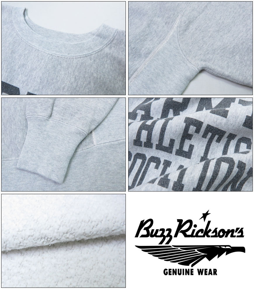 バズリクソンズ BUZZ RICKSON'S ホリゾンタル・ニッティング クルーネック スウェット トレーナー HORIZONTAL KNITTING SWEAT SHIRTS “ARMY ATHLETIC ASSOCIATION” BR69431【2024-25年秋冬新作】