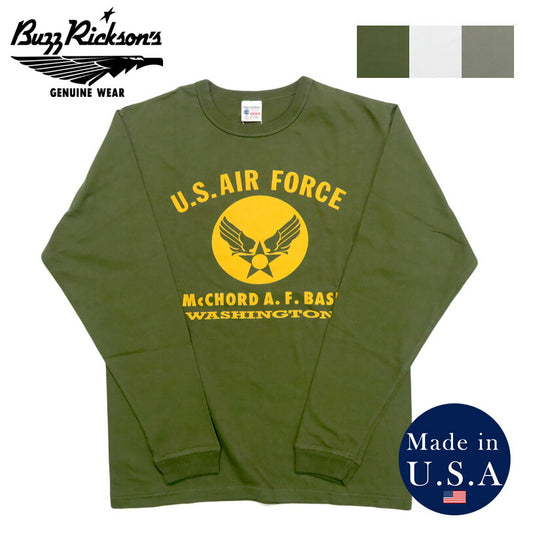 バズリクソンズ BUZZ RICKSON'S 長袖 Tシャツ プリント "U.S. AIR FORCE McCHORD A.F.BASE" MADE IN USA BR69626【2025年秋冬新作】