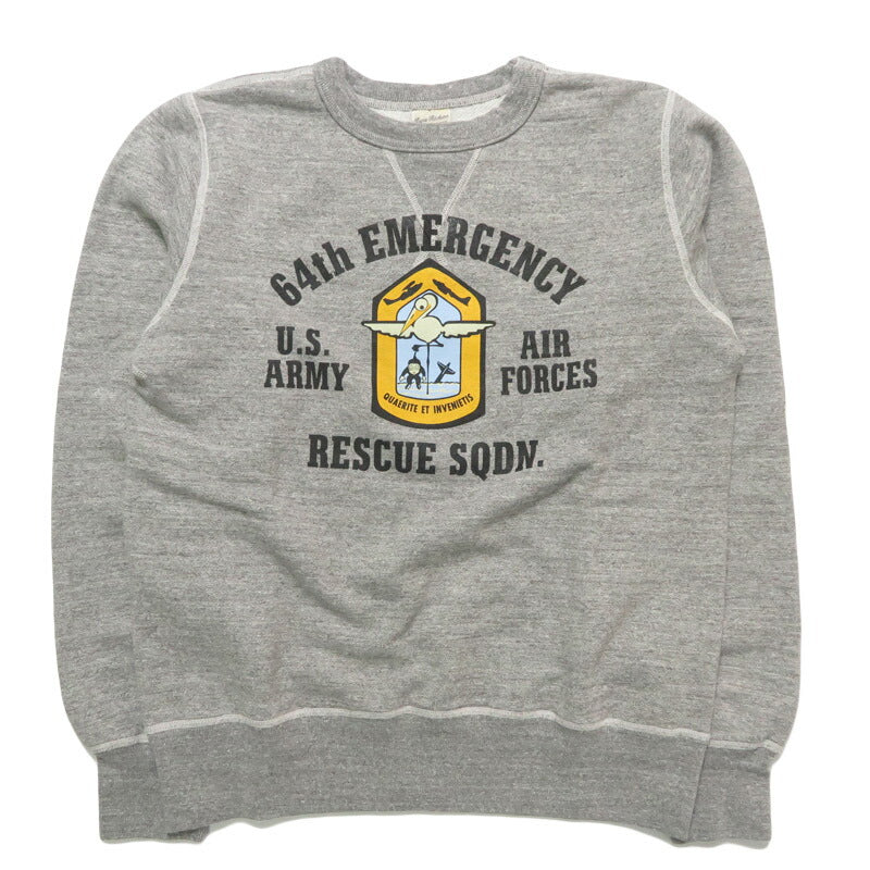 バズリクソンズ BUZZ RICKSON'S セットイン クルーネック スウェット " 64th EMERGENCY RESCUE SQDN" ミリタリー 長袖  BR69635【2025年秋冬新作】