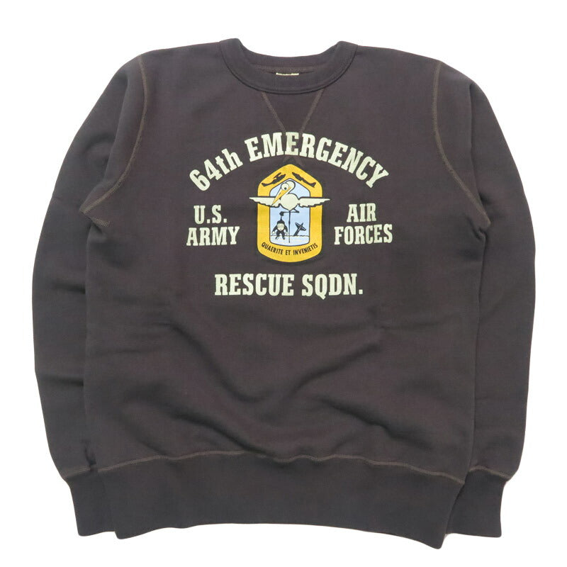 バズリクソンズ BUZZ RICKSON'S セットイン クルーネック スウェット " 64th EMERGENCY RESCUE SQDN" ミリタリー 長袖  BR69635【2025年秋冬新作】