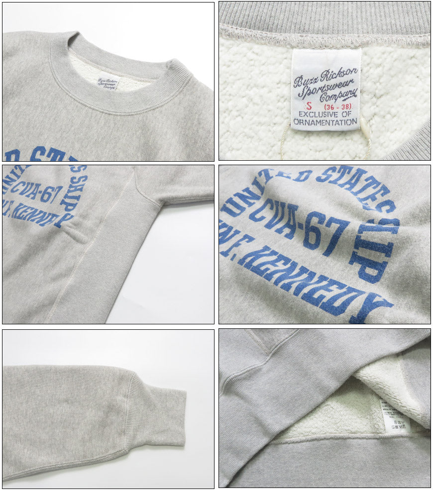 バズリクソンズ BUZZ RICKSON'S 長袖 クルーネック ホリゾンタル・ニッティング スウェット “CVA-67 J.F. KENNEDY” BR69645【2025年秋冬新作】