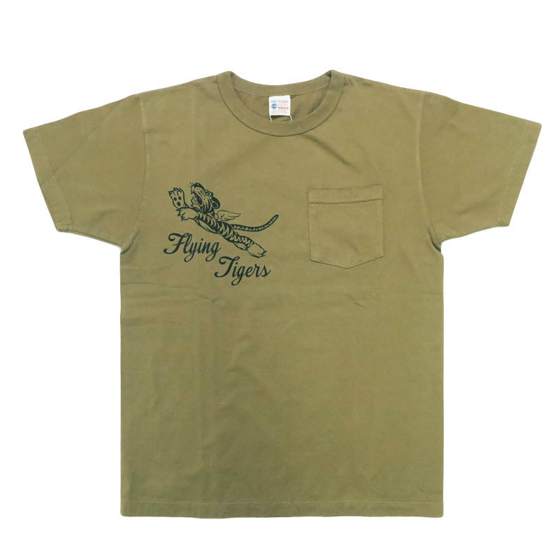 バズリクソンズ BUZZ RICKSON'S Maikling Manggas Pocket T-shirt Print "FLYING TIGERS" MADE IN USA BR79709【2026年春夏新作】