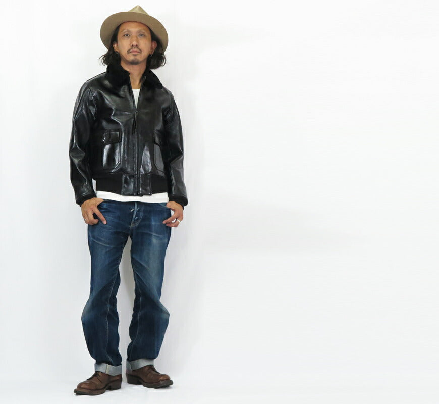 バズリクソンズ Buzz Rickson's WILLIAM GIBSON BLACK AN-J3A ホースハイド ブラック ウィリアムギブソン レザー 馬革 G-1 BR80655 【2024-25年秋冬新作】
