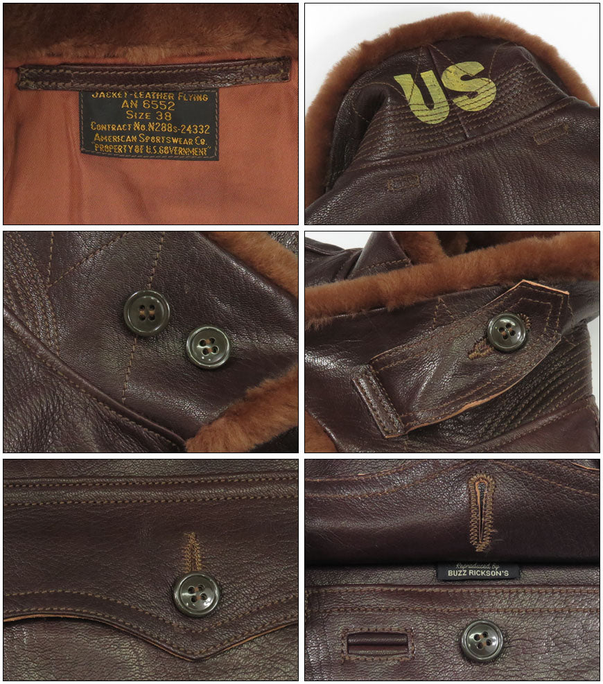 バズリクソンズ Buzz Rickson's Type AN6552 レザー フライトジャケット AMERICAN SPORTSWEAR CO. BR80661 【2025年秋冬新作】