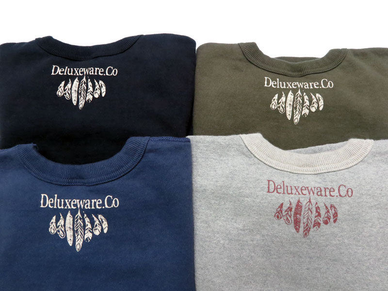 デラックスウェアDELUXEWAREクルーネックスウェットシンプルネックプリントユニオンスペシャルフラットシーマーBRGS-25C【2025年秋冬新作】