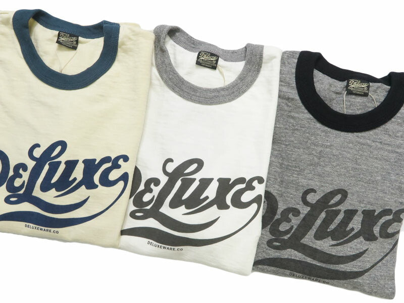 デラックスウェア DELUXEWARE 半袖 リンガーＴシャツ ロゴプリント 吊り編み ユニオンスペシャル BRGX-263【2026年春夏新作】