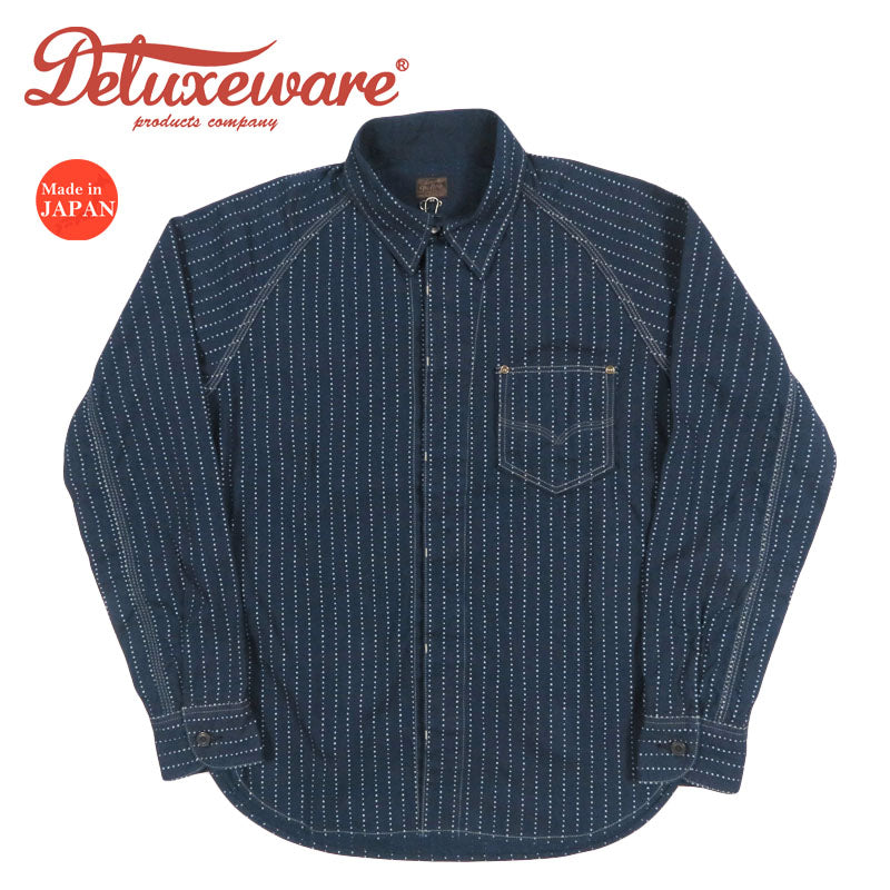デラックスウェア DELUXEWARE 長袖 ウォバッシュストライプデニムシャツ 9os WABASH INDIGO 7644C【2026年春夏新作】