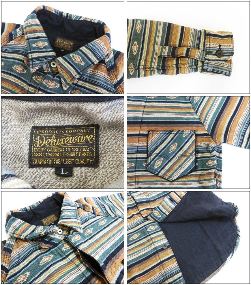 デラックスウェア DELUXEWARE 長袖 ネイティブボーダー ヘビーネルシャツ 40S NATIVE BORDER 7649C【2025年秋冬新作】