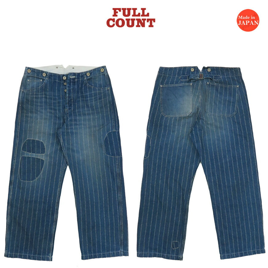 フルカウント FULLCOUNT スターインディゴウォバッシュストライプ ワークパンツ ハードウォッシュ リメイク加工 FC1138HW 【2025年秋冬新作】