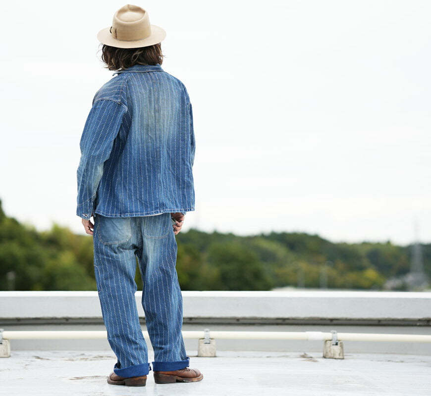 フルカウント FULLCOUNT スターインディゴウォバッシュストライプ ワークパンツ ハードウォッシュ リメイク加工 FC1138HW 【2025年秋冬新作】