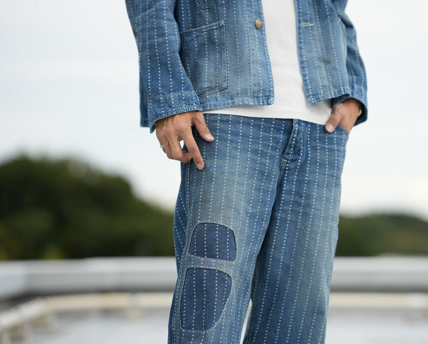 フルカウント FULLCOUNT スターインディゴウォバッシュストライプ ワークパンツ ハードウォッシュ リメイク加工 FC1138HW 【2025年秋冬新作】