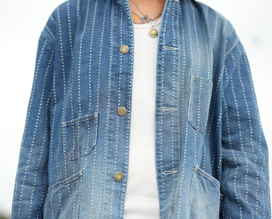 フルカウント FULLCOUNT スターインディゴウォバッシュストライプ チョアジャケット ハードウォッシュ リメイク加工 カバーオール FC2051HW 【2025年秋冬新作】