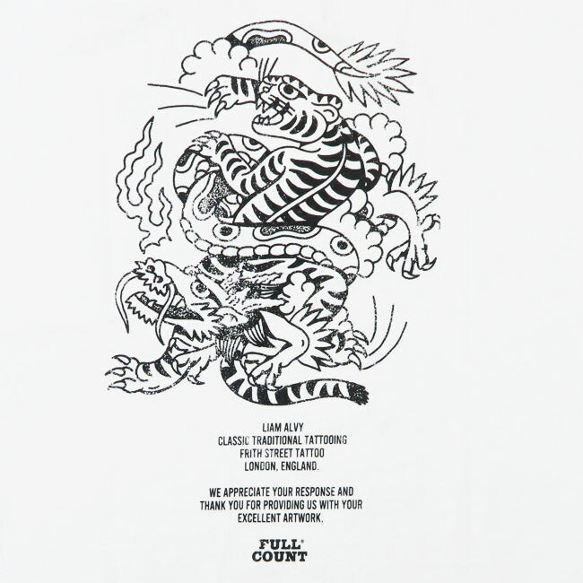 フルカウント FULLCOUNT Tシャツ 半袖 プリント TIGER & DRAGON by LIAM ALVY タトゥーデザイン FC5500PT-15 【2025年春夏新作】