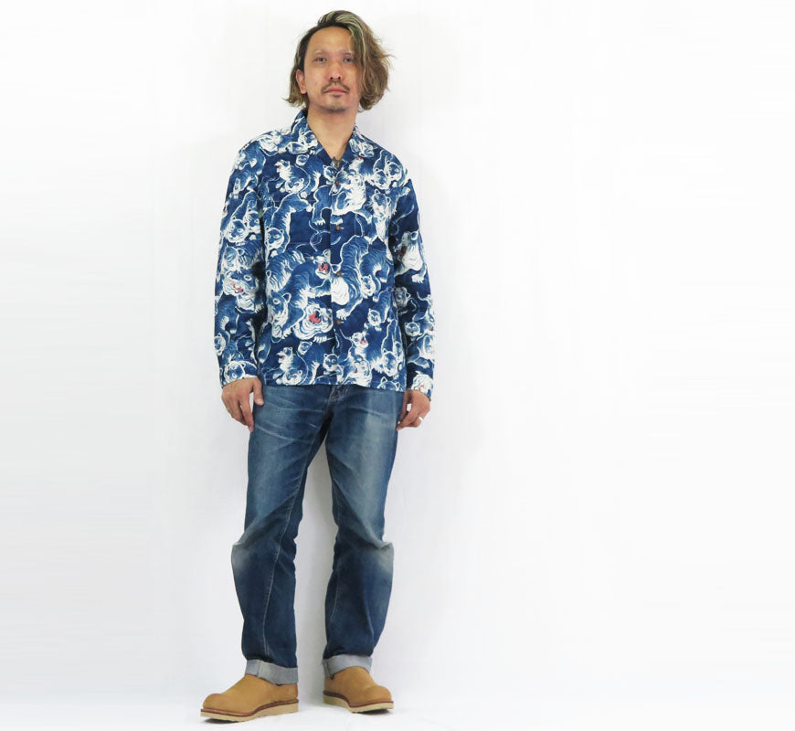 フラットヘッド THE FLAT HEAD リネンシャツ 百虎 LINEN LONG SLEEVE SHIRT - THE HUNDRED TIGERS FN-SCR-017L【2026年春夏新作】