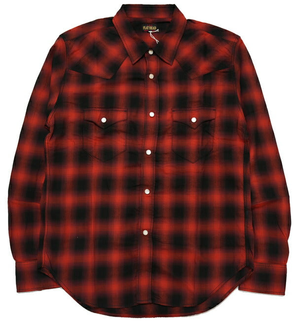 フラットヘッド THE FLAT HEAD 長袖 コットンレーヨン オンブレーチェック ウエスタン シャツ FN-SCW-021L 【2026年春夏新作】