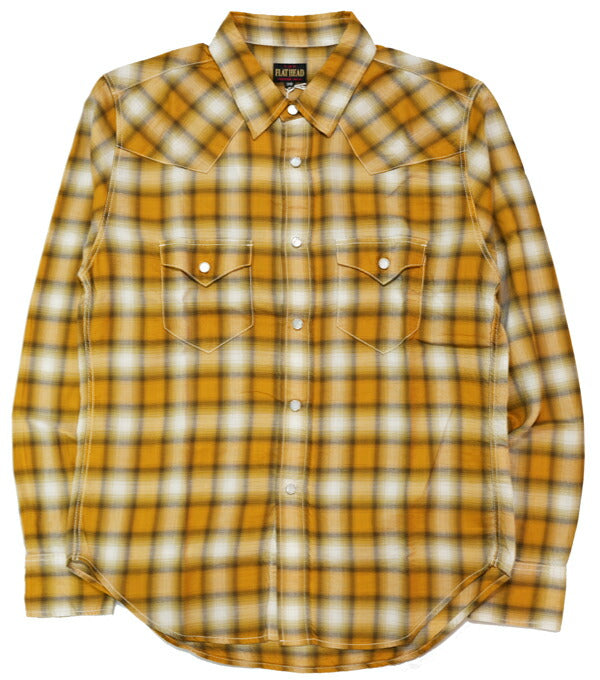 フラットヘッド THE FLAT HEAD 長袖 コットンレーヨン オンブレーチェック ウエスタン シャツ FN-SCW-021L 【2026年春夏新作】