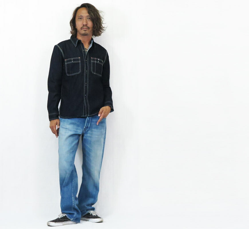 フラットヘッド THE FLAT HEAD 10oz デニム 長袖 ワーク シャツ FN-SDK-301L【2025年秋冬新作】
