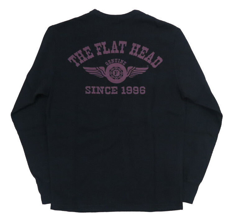 フラットヘッド THE FLAT HEAD 長袖 プリント Tシャツ ロゴ サーマル フライングホイール FN-THL-203【2024-25年秋冬新作】