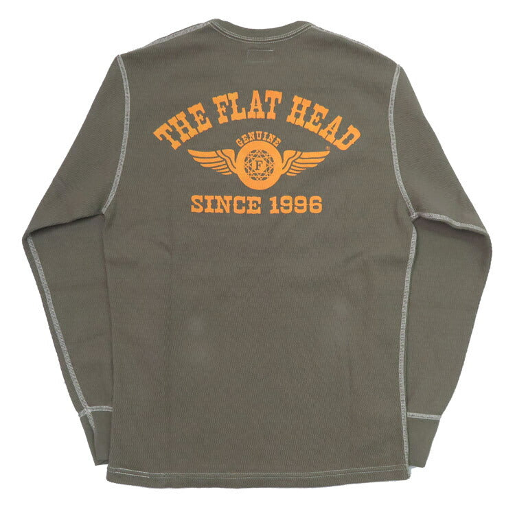 フラットヘッド THE FLAT HEAD 長袖 プリント Tシャツ ロゴ サーマル フライングホイール FN-THL-203【2024-25年秋冬新作】