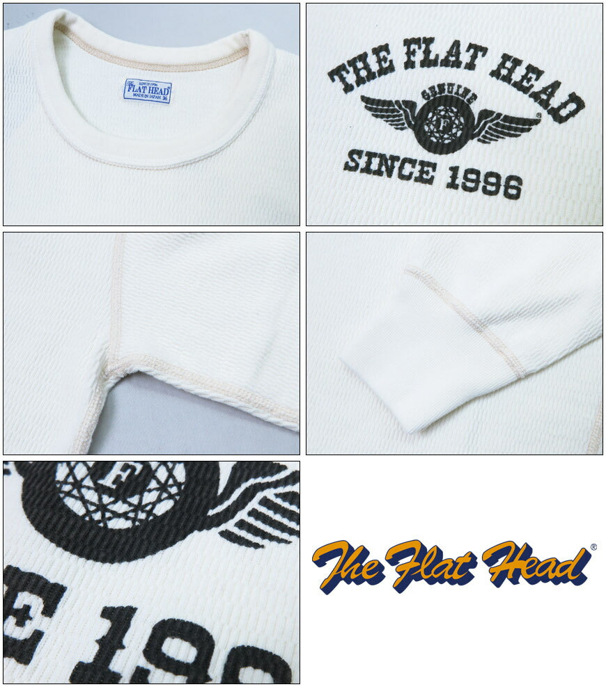 フラットヘッド THE FLAT HEAD 長袖 プリント Tシャツ ロゴ サーマル フライングホイール FN-THL-203【2024-25年秋冬新作】