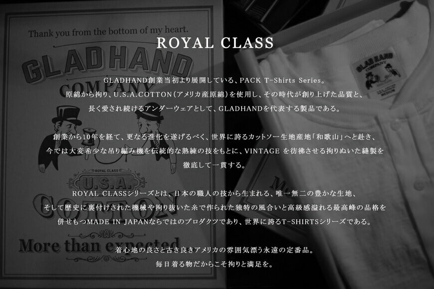 GLADHANDグラッドハンド半袖TシャツヘンリーネックU.S.AコットンRoyalClassシリーズGH-R-03【2022年春夏新作】