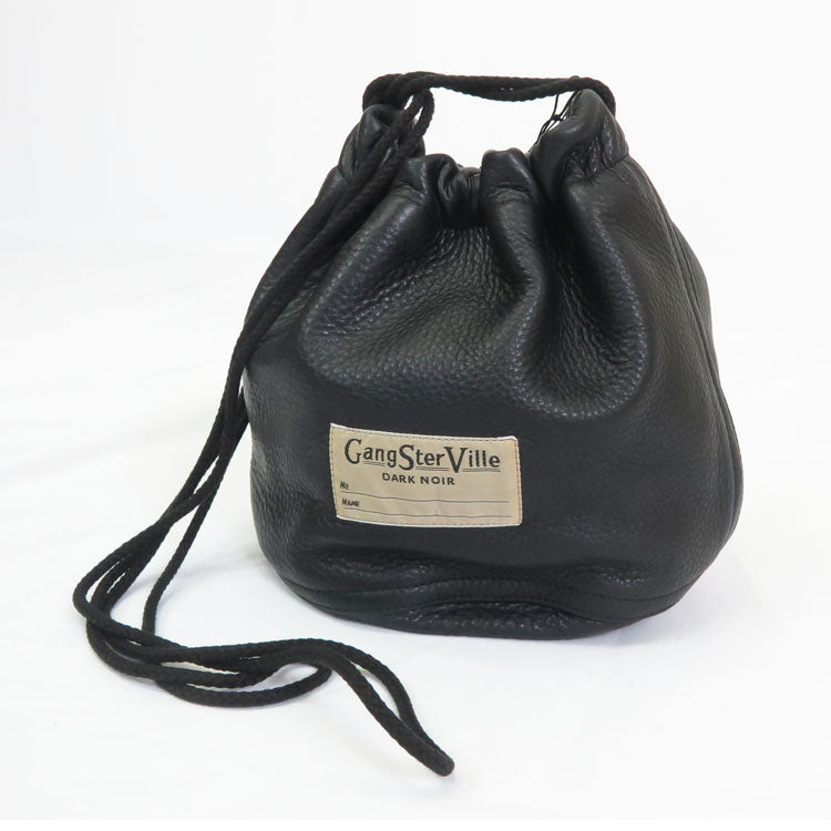 GANGSTERVILLE ギャングスタービル 牛革 レザー 巾着 バッグ LEATHER EFFECT BAG "DARK NOIR" GLAD HAND グラッドハンド GSV-24-AW-G05【2024-25年秋冬新作】