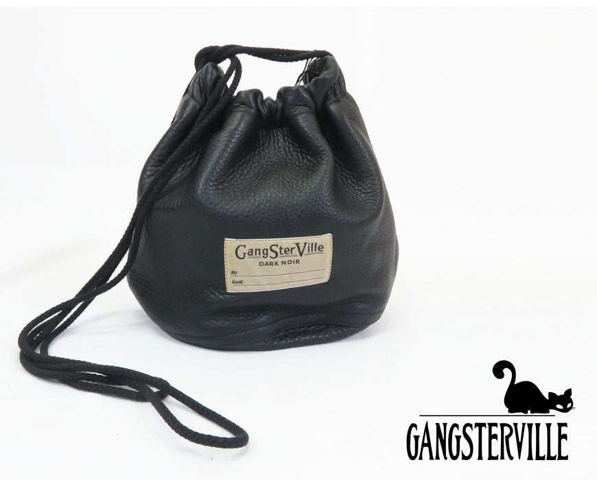 GANGSTERVILLE ギャングスタービル 牛革 レザー 巾着 バッグ LEATHER EFFECT BAG "DARK NOIR" GLAD HAND グラッドハンド GSV-24-AW-G05【2024-25年秋冬新作】