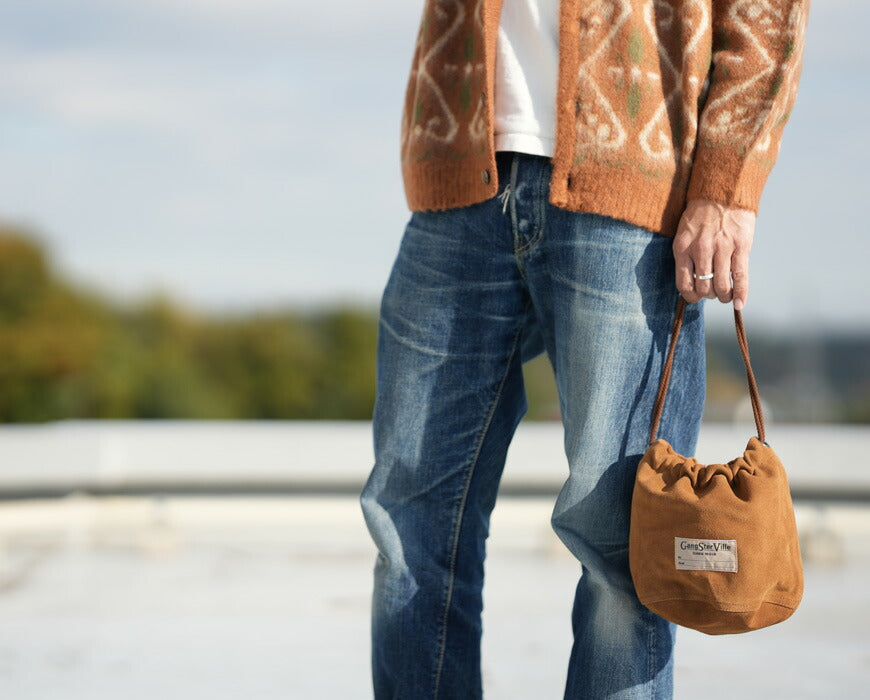 GANGSTERVILLE ギャングスタービル スエードレザー 巾着 バッグ LEATHER EFFECT BAG "DARK NOIR" SUEDE GLAD HAND グラッドハンド GSV53G05 【2025年秋冬新作】