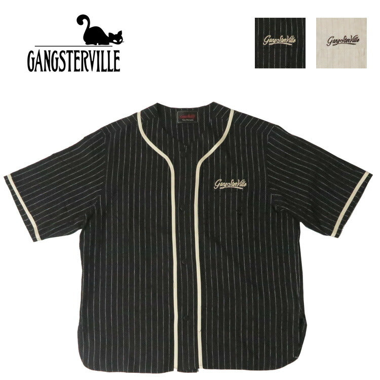 GANGSTERVILLE 갱스터빌 반팔 린넨 베이스볼 셔츠 THUG LIFE GLAD HAND 글래드핸드 GSV6114 [2026년 봄/여름 신작]