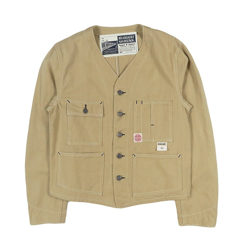 HEADLIGHT 헤드라이트 10oz 랜덤 헤링본 트윌 노칼라 워크 재킷 (소매 포함 베스트) SUGAR CANE 슈가케인 HD15909 [2026년 봄/여름 신작]