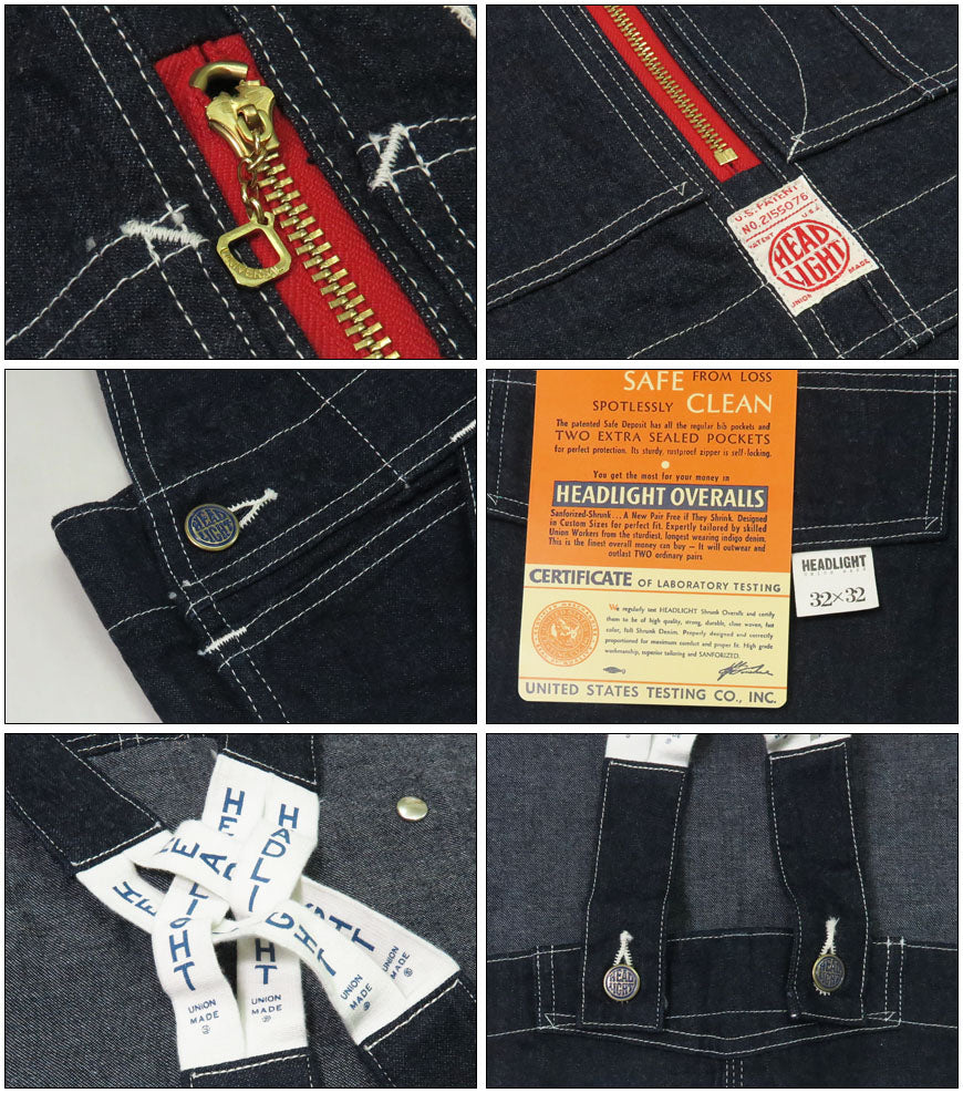 HEADLIGHTヘッドライト実名復刻8ozSPECIALWOVENSTRIPEDENIMLOWBACKオーバーオールサロペットツナギSUGARCANEシュガーケーンHD42498