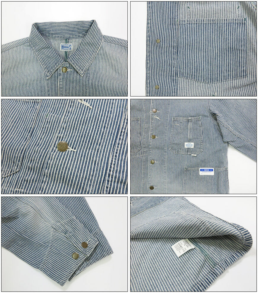 UNION HERCULES MADE ユニオン ヘラクレス メイド チョアジャケット ユーズドウォッシュ ヒッコリー by JOHNBULL ジョンブル HE251L01-211【2025年秋冬新作】