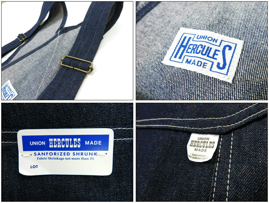 UNION HERCULES MADE ユニオン ヘラクレス メイド 10ozデニム オーバーオール by JOHNBULL ジョンブル HE251P01-010 【2025年春夏新作】