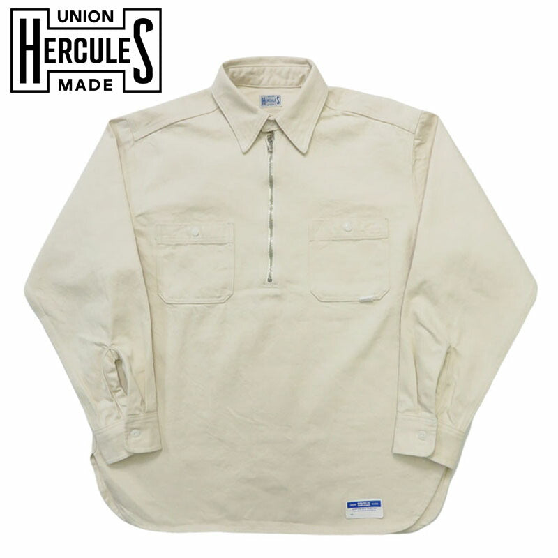 UNION HERCULES MADE ユニオン ヘラクレス メイド ハーフZIPシャツ ナチュラル by JOHNBULL ジョンブル HE251S03-003【2025年秋冬新作】