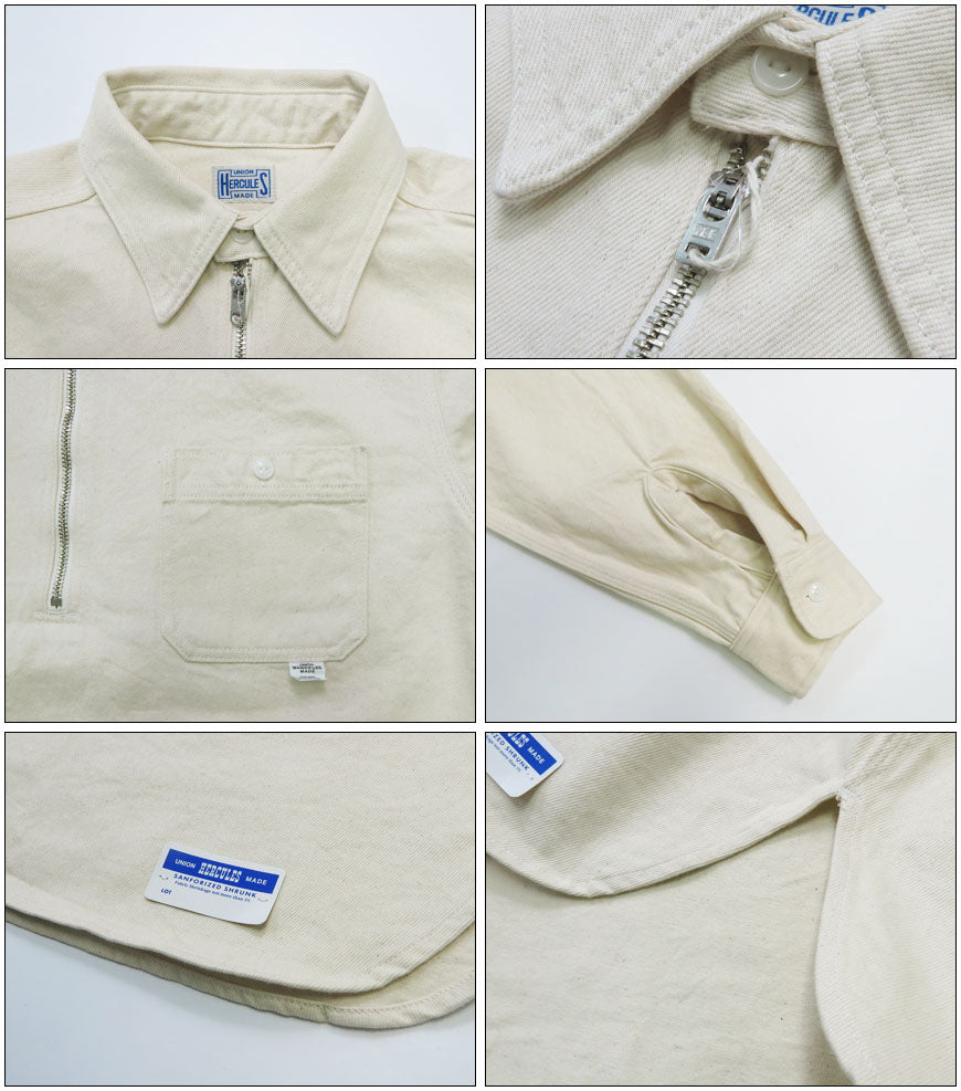 UNION HERCULES MADE ユニオン ヘラクレス メイド ハーフZIPシャツ ナチュラル by JOHNBULL ジョンブル HE251S03-003【2025年秋冬新作】