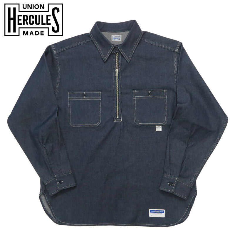 UNION HERCULES MADE ユニオン ヘラクレス メイド ハーフZIPシャツ ノンウォッシュ by JOHNBULL ジョンブル HE251S03-010【2025年秋冬新作】