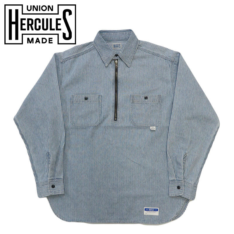 UNION HERCULES MADE ユニオン ヘラクレス メイド ハーフZIPシャツ ヒッコリーストライプ by JOHNBULL ジョンブル HE251S03-211【2025年秋冬新作】